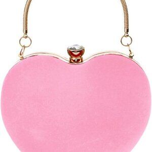 Women Heart Shaped Handbag Mini Clutch Chain Purse Chic Shoulder Bag Evening Tot